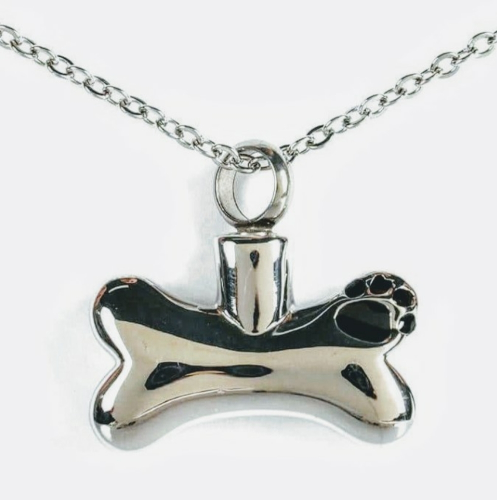 Pet Ash Pendant, Bone Shaped Memorial Urn Necklace